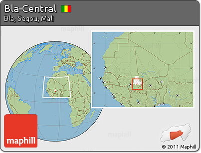 Savanna Style Location Map of Bla-Central, highlighted grandparent region, within the entire country