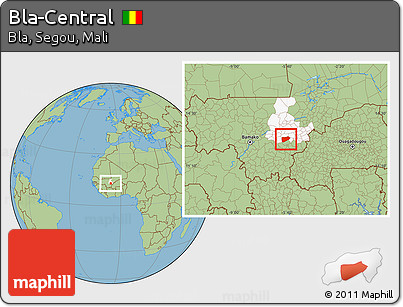 Savanna Style Location Map of Bla-Central, highlighted grandparent region