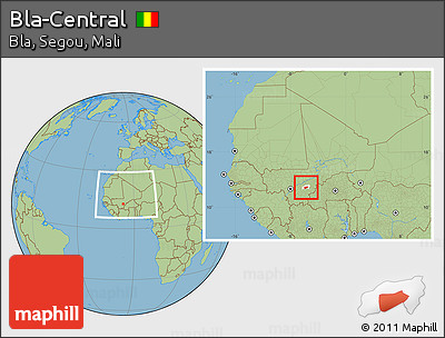 Savanna Style Location Map of Bla-Central, highlighted parent region, within the entire country