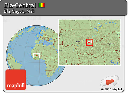 Savanna Style Location Map of Bla-Central, highlighted parent region