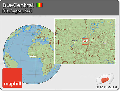 Savanna Style Location Map of Bla-Central, highlighted parent region