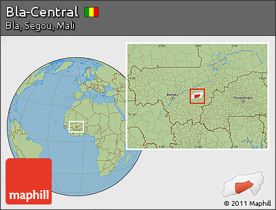 Savanna Style Location Map of Bla-Central, highlighted parent region