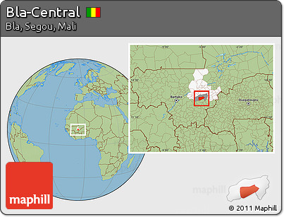 Savanna Style Location Map of Bla-Central, highlighted parent region, highlighted grandparent region