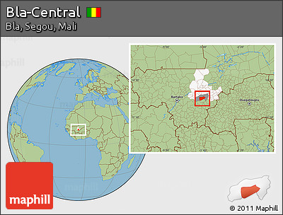 Savanna Style Location Map of Bla-Central, highlighted parent region, highlighted grandparent region