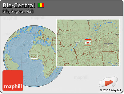 Savanna Style Location Map of Bla-Central, highlighted parent region, hill shading