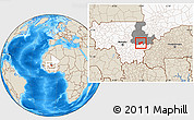 Shaded Relief Location Map of Bla-Central, highlighted country, highlighted grandparent region