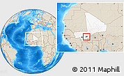 Shaded Relief Location Map of Bla-Central, highlighted country, highlighted parent region, within the entire country
