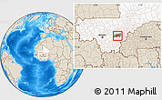 Shaded Relief Location Map of Bla-Central, highlighted country, highlighted parent region