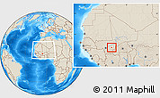 Shaded Relief Location Map of Bla-Central, highlighted parent region, within the entire country