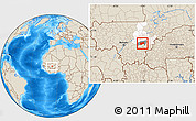 Shaded Relief Location Map of Bla-Central, highlighted parent region, highlighted grandparent region