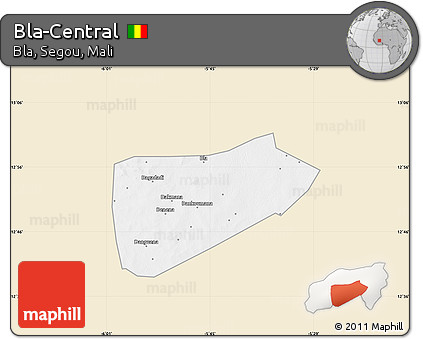 Classic Style Map of Bla-Central, single color outside