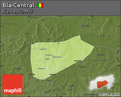 Physical Map of Bla-Central, darken