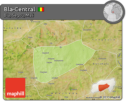 Physical Map of Bla-Central, satellite outside