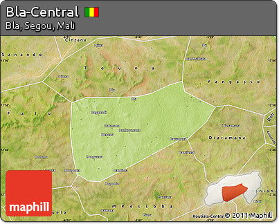 Physical Map of Bla-Central, satellite outside