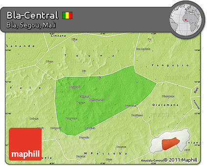 Political Map of Bla-Central, physical outside