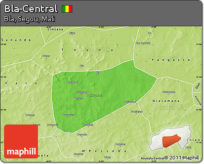 Political Map of Bla-Central, physical outside