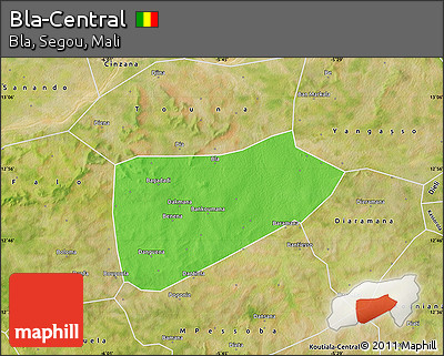 Political Map of Bla-Central, satellite outside