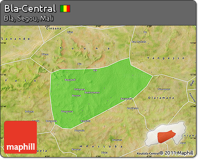 Political Map of Bla-Central, satellite outside