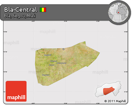 Satellite Map of Bla-Central, cropped outside