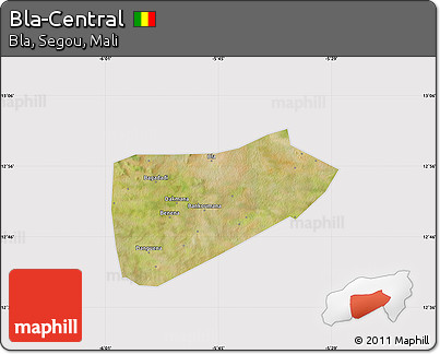 Satellite Map of Bla-Central, cropped outside