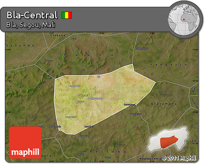 Satellite Map of Bla-Central, darken