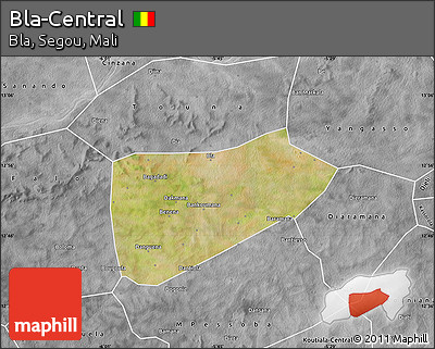 Satellite Map of Bla-Central, desaturated
