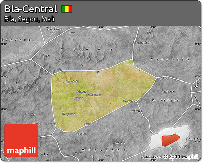 Satellite Map of Bla-Central, desaturated