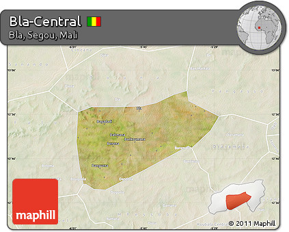 Satellite Map of Bla-Central, lighten
