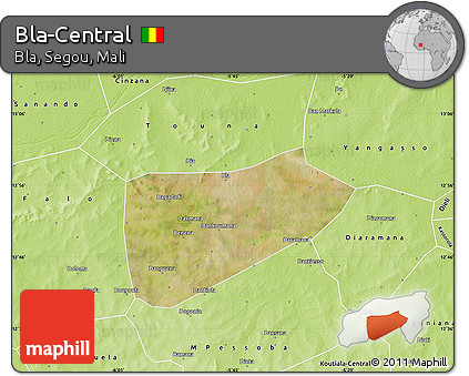 Satellite Map of Bla-Central, physical outside