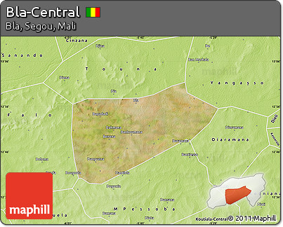 Satellite Map of Bla-Central, physical outside