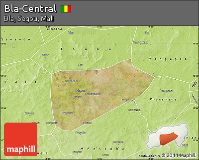 Satellite Map of Bla-Central, physical outside