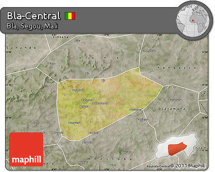 Satellite Map of Bla-Central, semi-desaturated