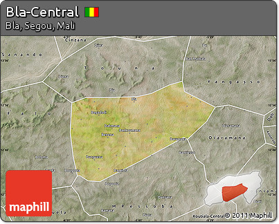 Satellite Map of Bla-Central, semi-desaturated