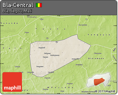 Shaded Relief Map of Bla-Central, physical outside
