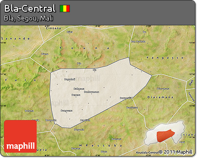 Shaded Relief Map of Bla-Central, satellite outside
