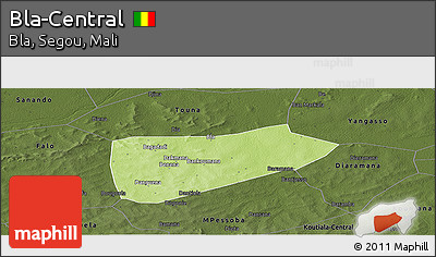 Physical Panoramic Map of Bla-Central, darken