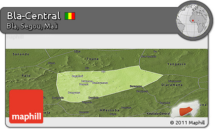 Physical Panoramic Map of Bla-Central, darken