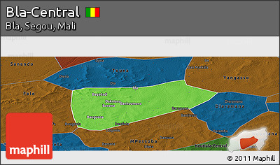 Political Panoramic Map of Bla-Central, darken
