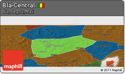 Political Panoramic Map of Bla-Central, darken