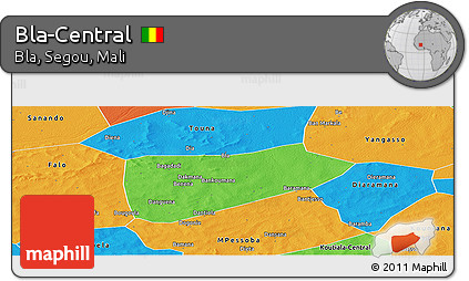 Political Panoramic Map of Bla-Central