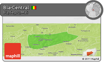 Political Panoramic Map of Bla-Central, physical outside
