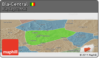 Political Panoramic Map of Bla-Central, semi-desaturated