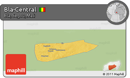 Savanna Style Panoramic Map of Bla-Central, single color outside