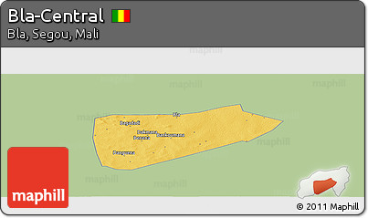 Savanna Style Panoramic Map of Bla-Central, single color outside