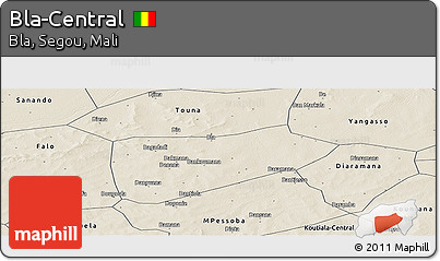 Shaded Relief Panoramic Map of Bla-Central