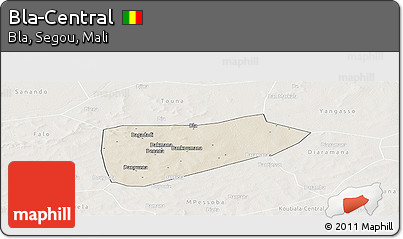 Shaded Relief Panoramic Map of Bla-Central, lighten