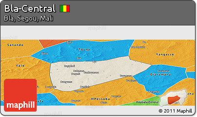 Shaded Relief Panoramic Map of Bla-Central, political outside