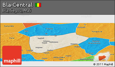 Shaded Relief Panoramic Map of Bla-Central, political outside