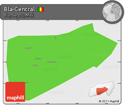 Political Simple Map of Bla-Central, single color outside
