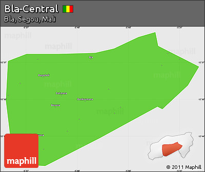 Political Simple Map of Bla-Central, single color outside